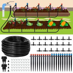 110FT Drip Irrigation System Kit Automatic Garden Watering for Lawn Raised Beds