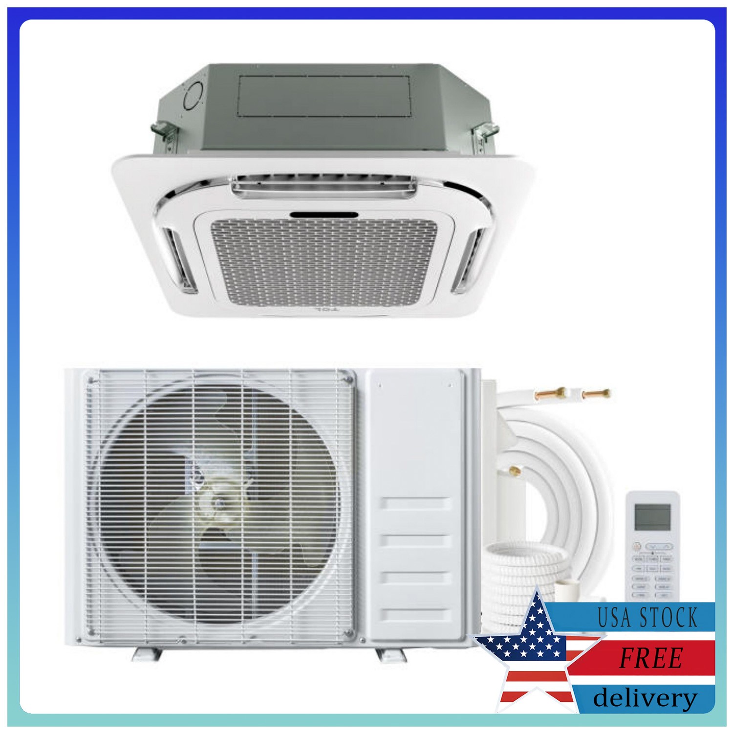 12K BTU Ceiling Cassette Mini Split AC Ductless Central Air Conditioner 22 SEER2 gallery