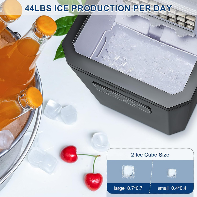 44Lbs/Day Ice Maker - 9 Cubes in 9 Mins, Self-Cleaning, Clear Lid gallery
