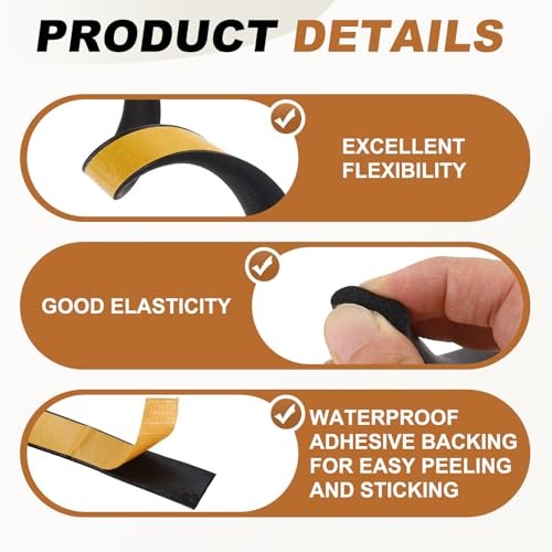 16.4FT Solid Rubber Weather StrippingPcs 7/9" W x 16.4FT x 7/9"W x 1/5"H 2 gallery
