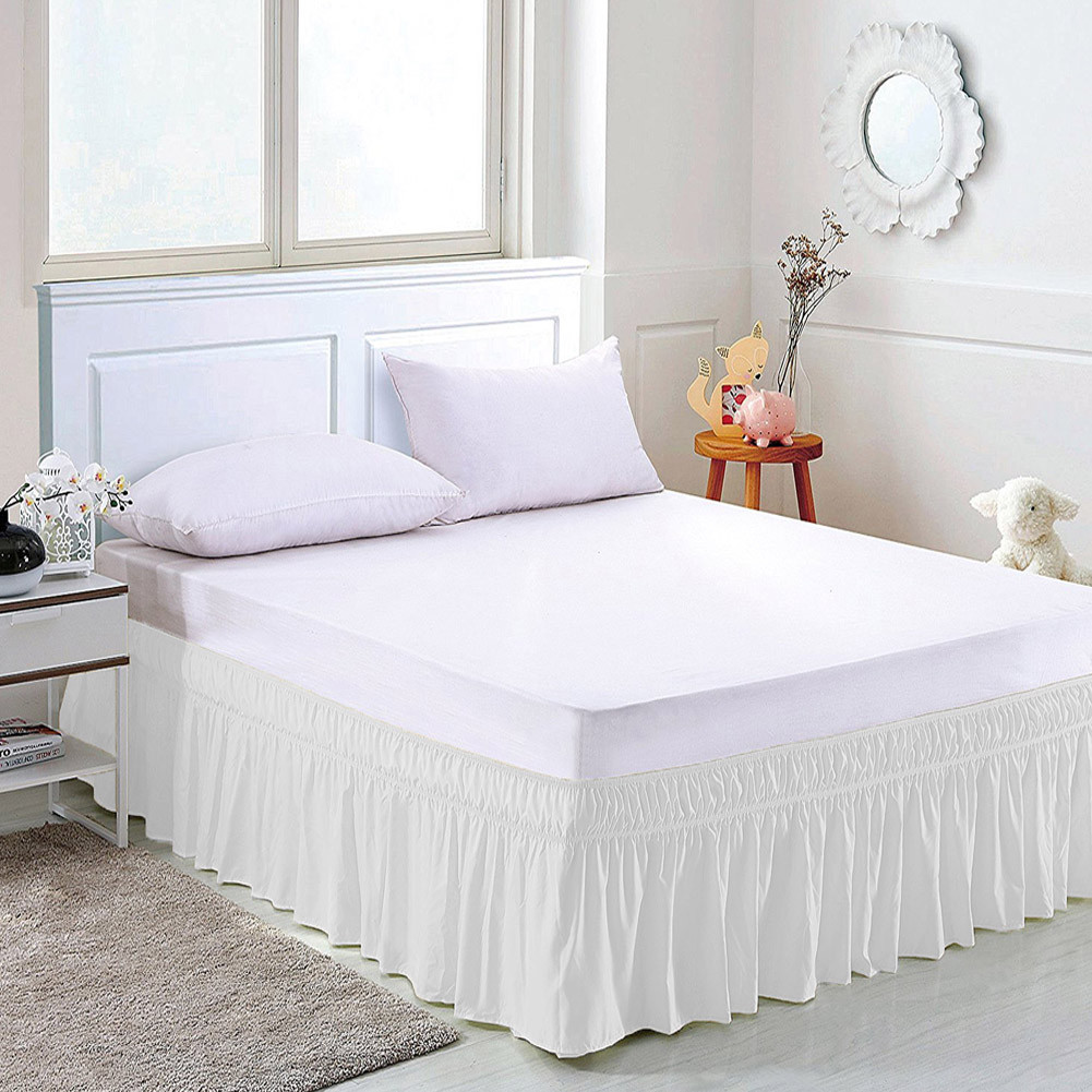 Wrap Around Bed Skirts Drop Solid Color Elastic Bed Skirt Queen King Full Dust gallery