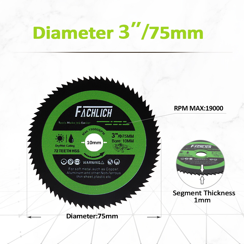 Diamond Cutting Wheel Disc Saw Blade 2pcs 3inch for Copper Aluminum Plastic 75mm gallery