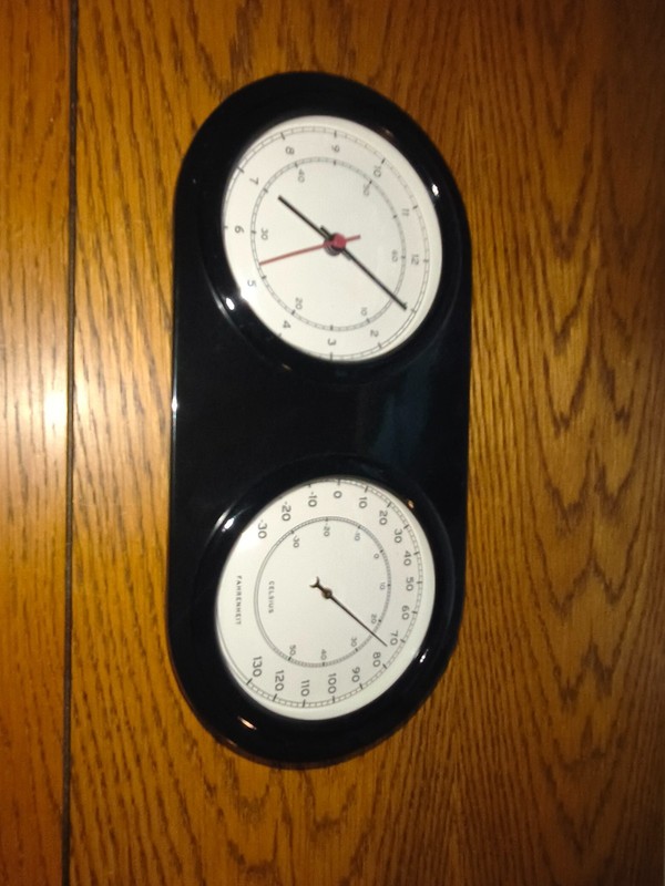 WALL CLOCK w/ THERMOMETER ...RARE . Vertical or Horizontal Mount gallery