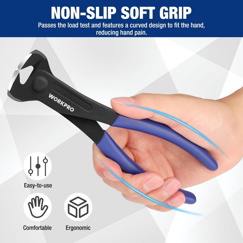 WORKPRO 7 Inch Nail Puller End Cutting Pliers Black Finish Chrome Vanadium Steel gallery