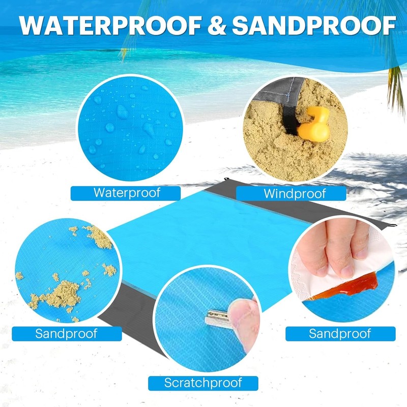 Beach Blanket Sandproof Oversized, 79''×83'' Extra Large Beach Mat, Lightweight gallery