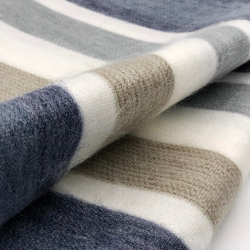 SOFT & WARM STRIPED ALPACA LLAMA WOOL BLANKET PLAID QUEEN THROW 90"x65" gallery