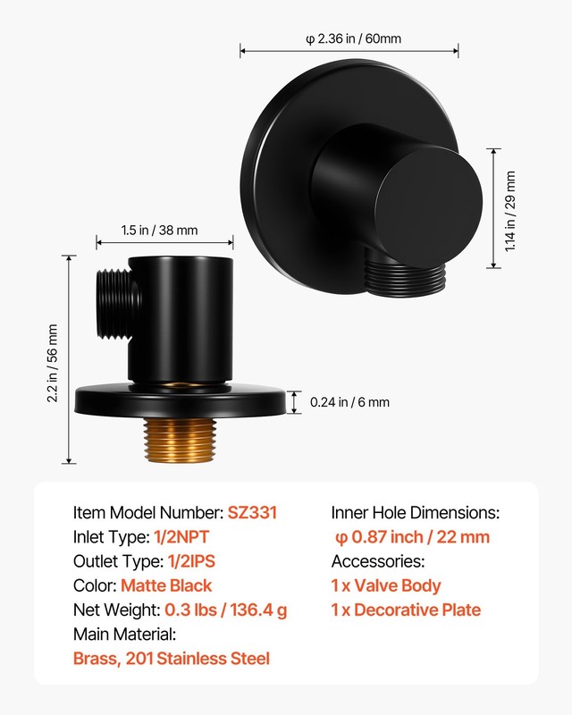 Wall Mounted Supply Elbow, Wall Supply Elbow with O-Ring Flange, Tapered 1/2" NP gallery