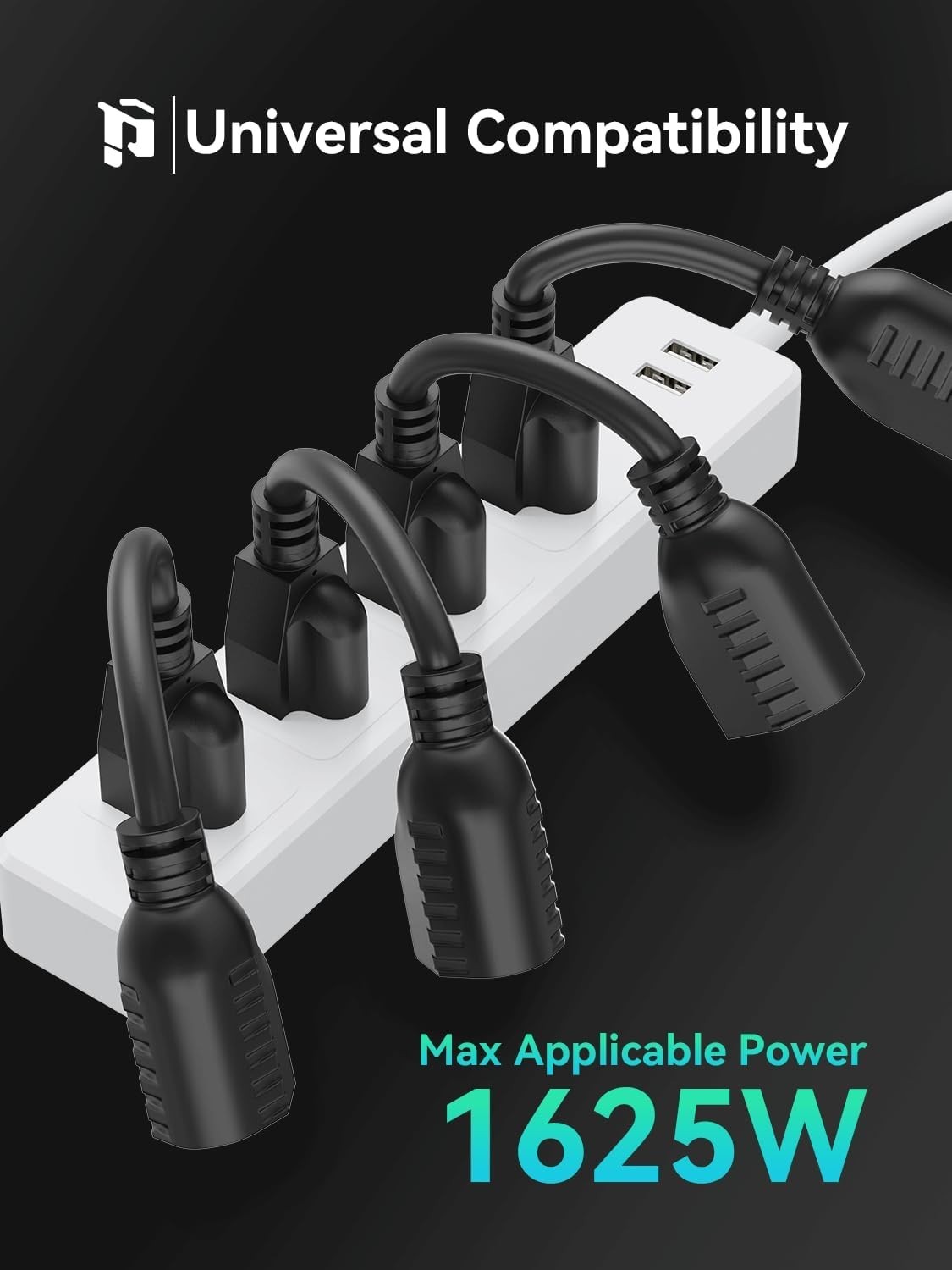 PLUGTUL 3 FT Extension Cord, Short Power Cord, Black Indoor/Outdoor 16 Gauge 3 P gallery