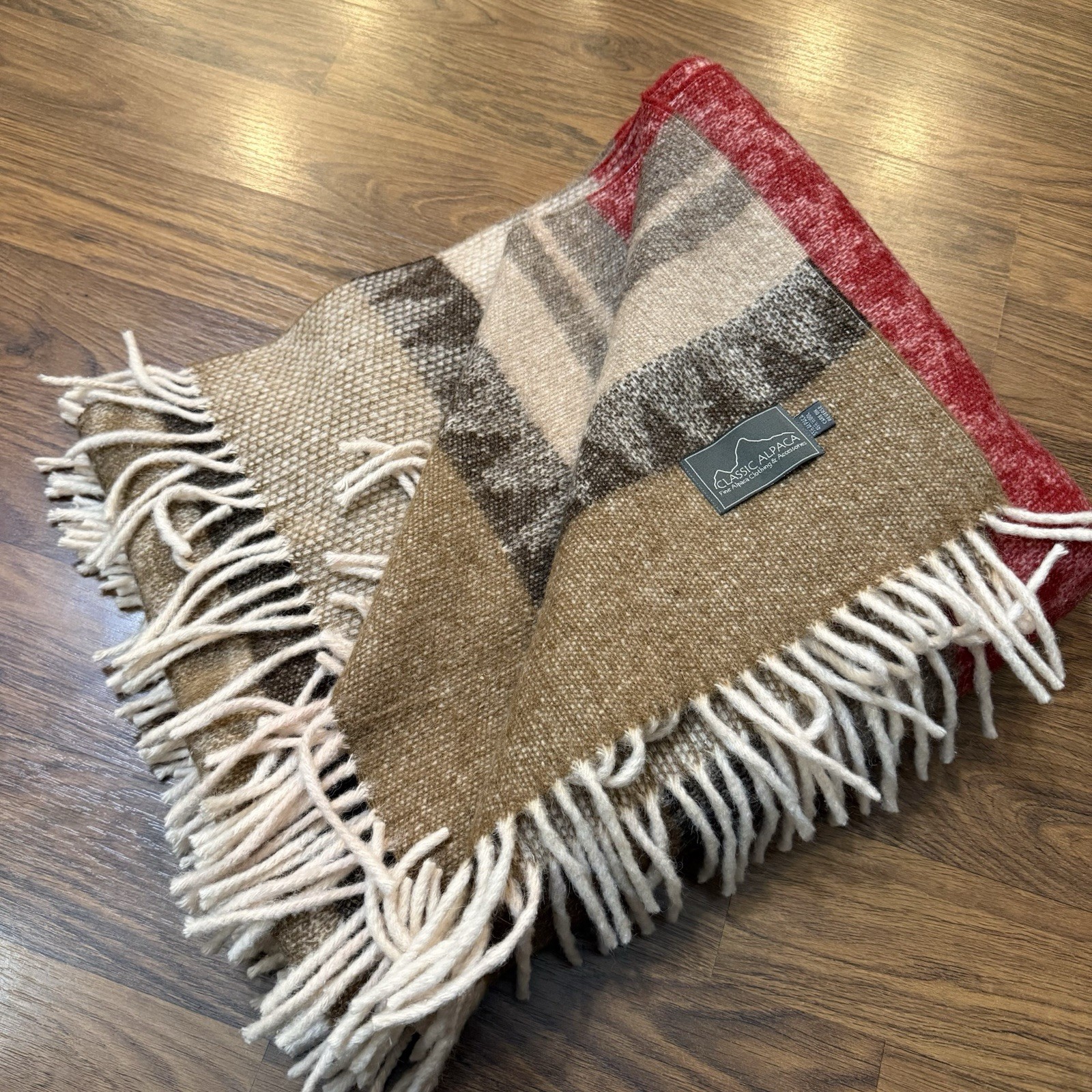Classic Alpaca Wool Blanket Throw Made in Peru Striped Boho Fringe 55/45 Blend gallery