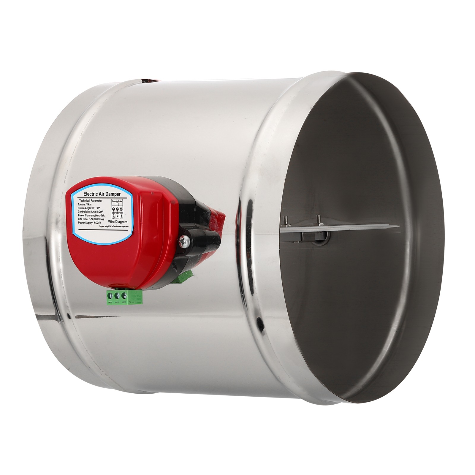 8" Duct Damper, Stainless Steel Motorized Adjustable HVAC Volume Dampers Silver gallery