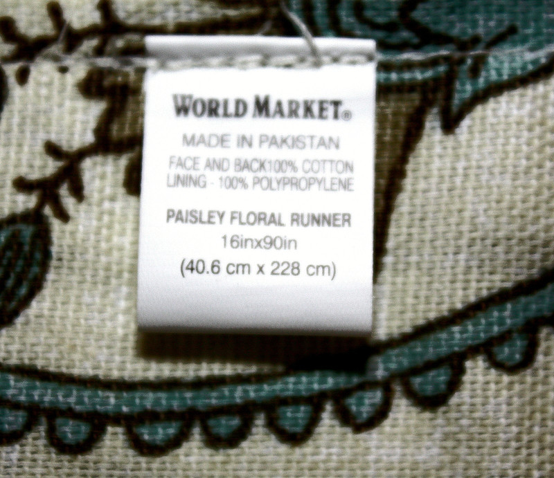 WORLD MARKET Table Runner Beige Brown Blue Floral Paisleys 90" x 16" Cottage #04 gallery