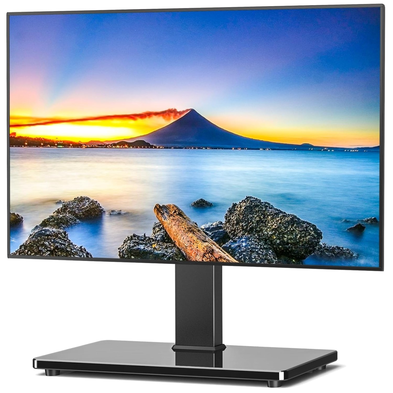 Adjustable Height Swivel TV Stand with Sturdy Glass Base - For 32 to 75 Inch TVs gallery