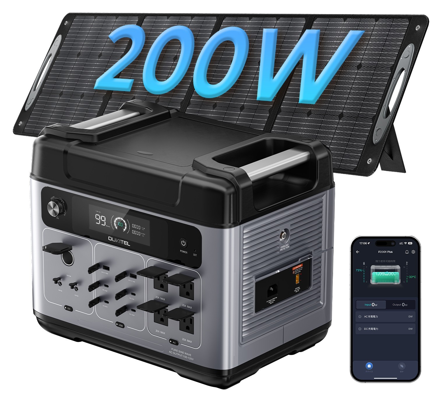 OUKITEL P2001 Plus Portable Power Station 2400W/2048Wh Solar Generator LFBattery gallery