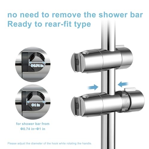 Shower Head Holder, Adjustable 0.75-1.00 in(19-25 mm) Diameter Hand Chrome gallery