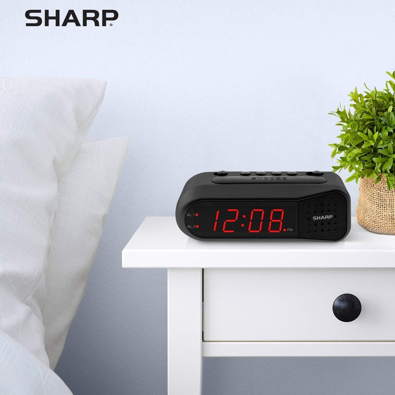 Sharp Easy-Set Digital Alarm Clock for Bedroom – Large Red LED Display, Ascen... gallery