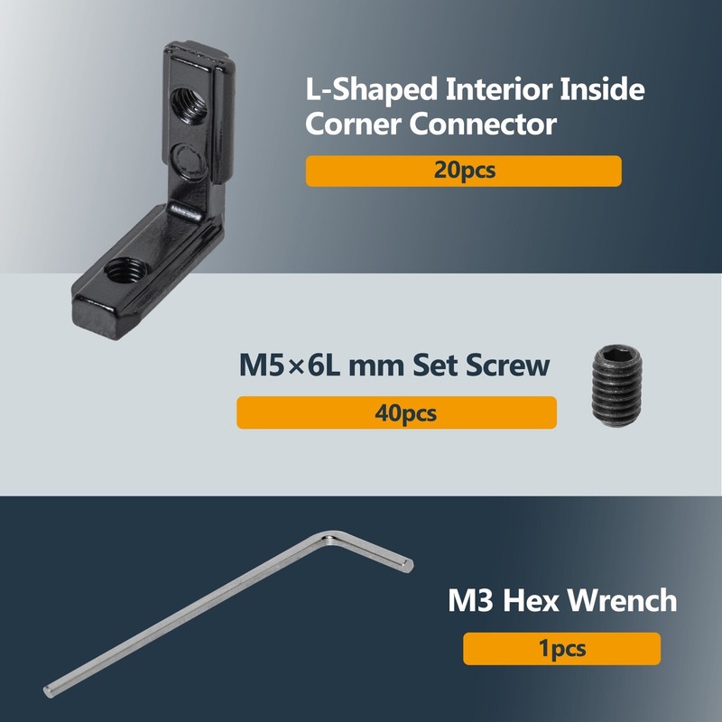 POWERTEC L-Shape Interior Inside Corner Connector Joint Bracket 20 Sets (74006) gallery