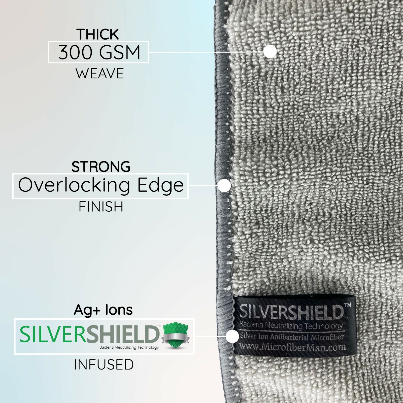 12 pack Antibacterial Silver Shield Microfiber Cloth 12"x12" 300 GSM Odor Free! gallery