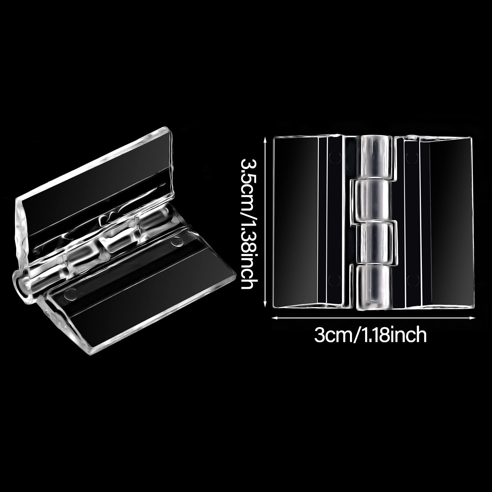 12 Pcs Plastic Acrylic Clear Small Hinges Self Adhesive Piano 35x30mm, gallery