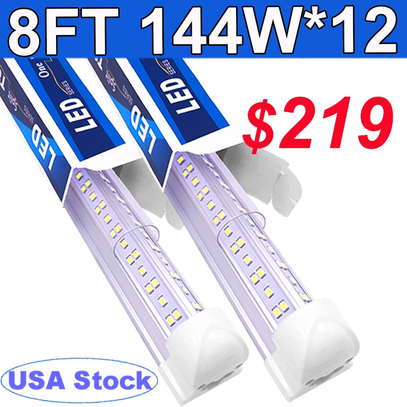 8Ft LED Shop Light 144W 4 Row 96 Inch Cooler Door Freezer LED Tube Fixture 12 PC gallery