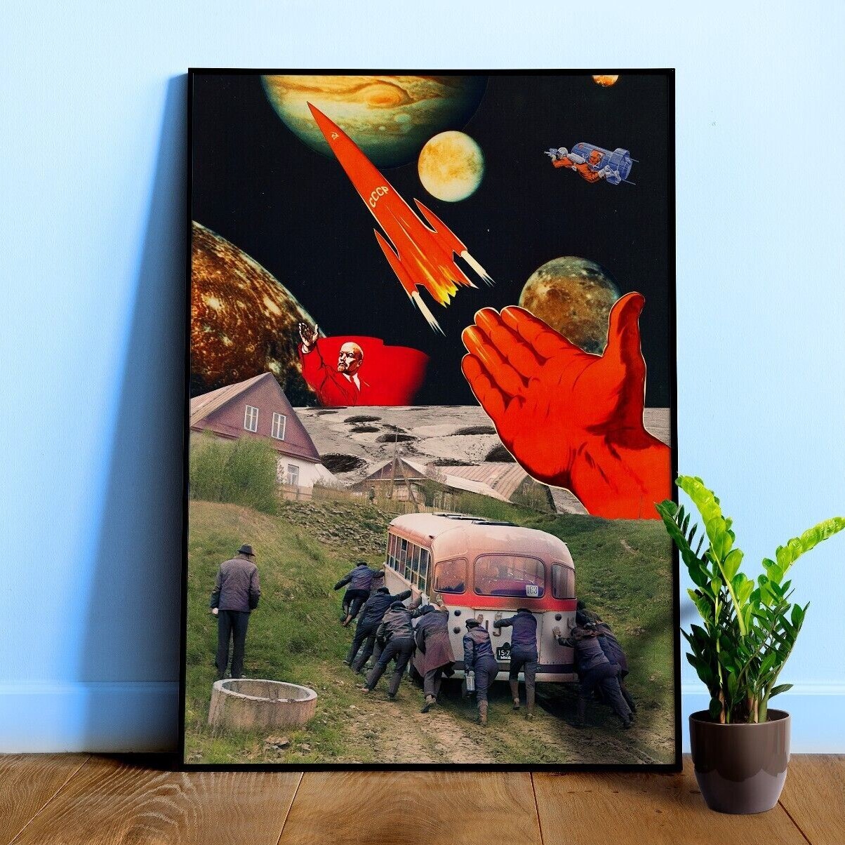Soviet space race, 1960s collage — space vintage retro collage art gallery
