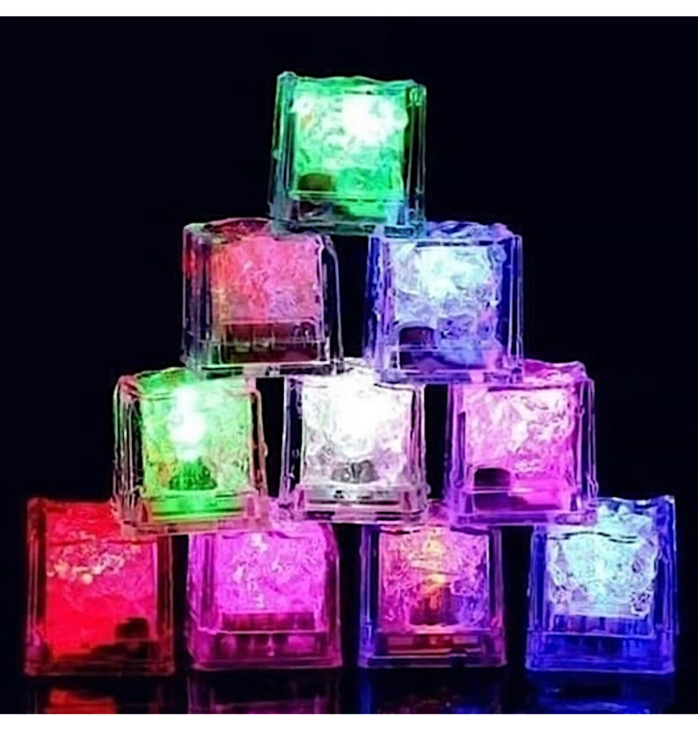 48 Flashing LED Ice Cubes Reusable Light Up Drink Cubes Party Bar Lights gallery