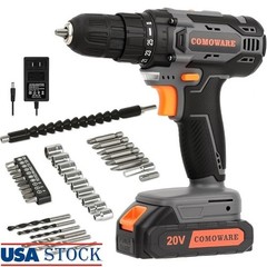 20V Cordless Drill 266 In-lbs Torque 25+1 Clutch LED Light 23 Piece Set New