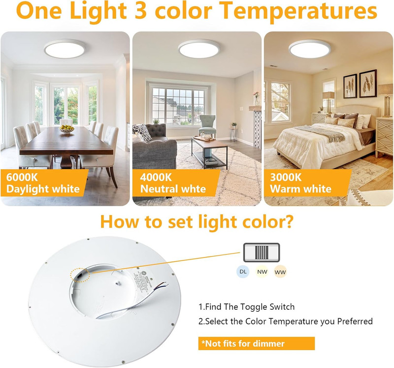4 Pack 9 Inch LED Flush Mount Ceiling Light 18W 3CCT Round Panel gallery