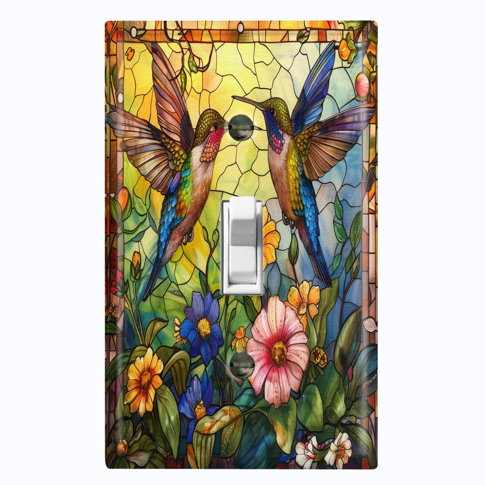 Metal Light Switch Outlet Cover Decorative Wall Plate Hummingbird Flowers AML108 gallery