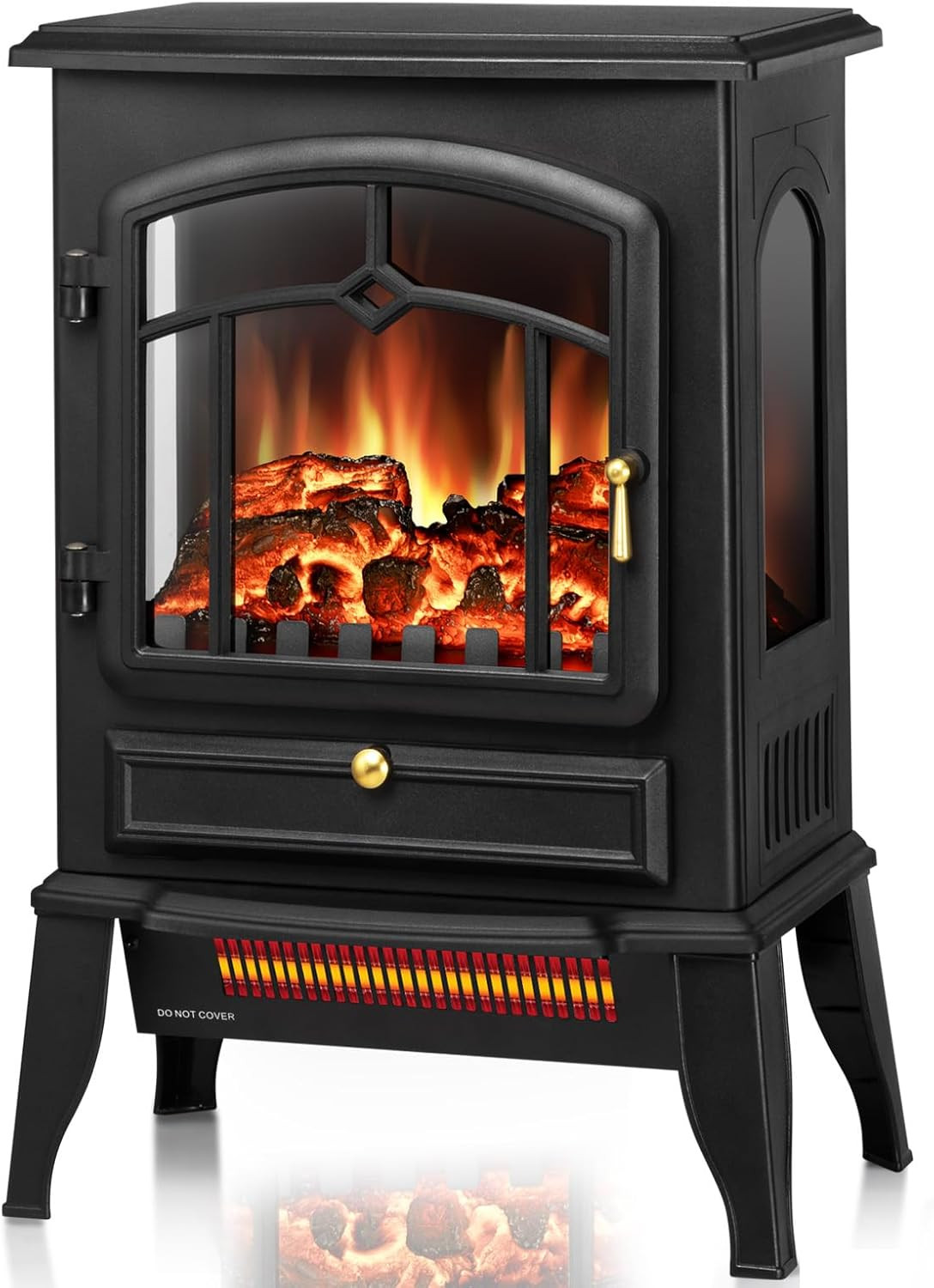 Compact Electric Fireplace Stove with Thermostat & 3D Flame - 1000W/1500W gallery
