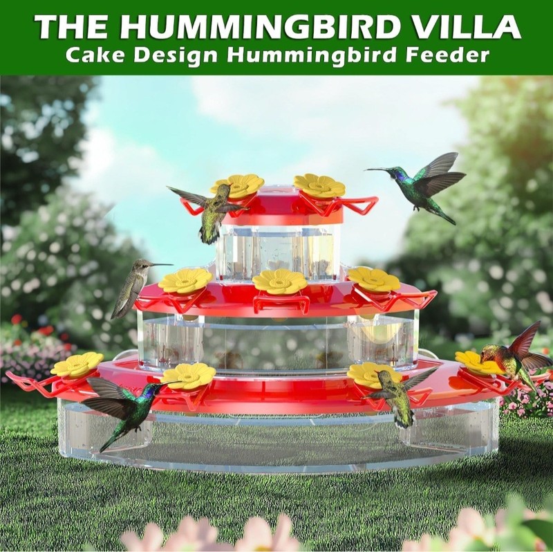 Birdream Window Hummingbird Feeder - 3-Layer "Cake" Design - 9 Ports- NIB gallery