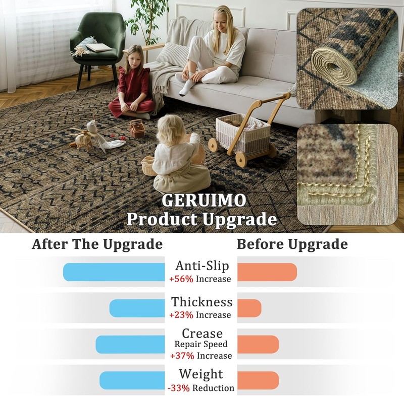 2x6 Machine Washable Runner Rug, Kitchen Hallway Area Rug Brown Black Vintage gallery