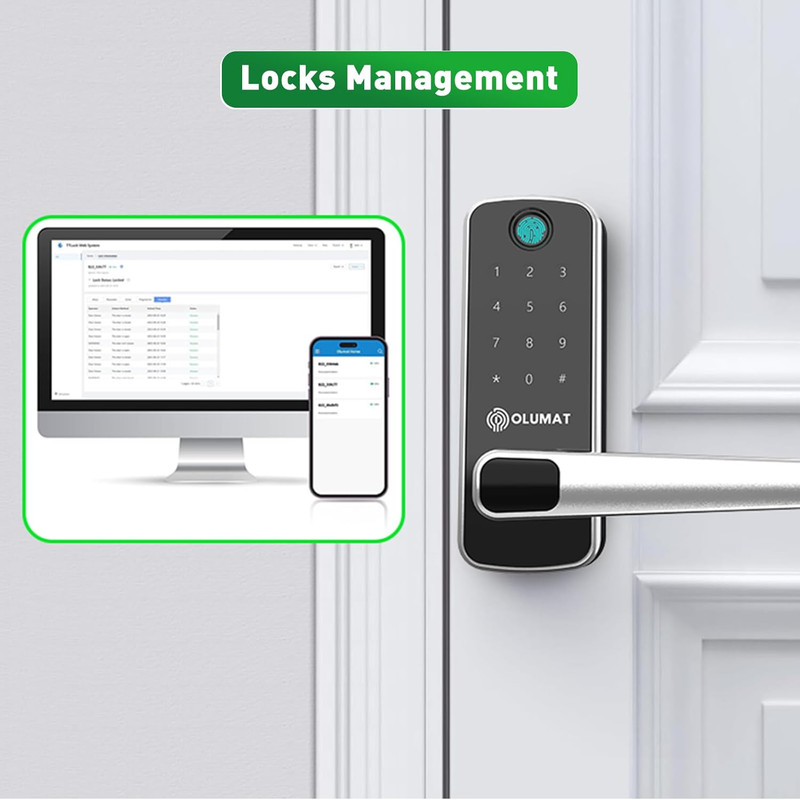 Keyless Smart Door Lock with Handle WiFi Gateway Keypad Fingerprint Entry gallery