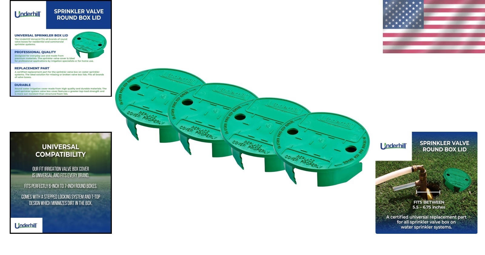 Replacement Sprinkler Valve Box Lid, Green, 4 Pack gallery