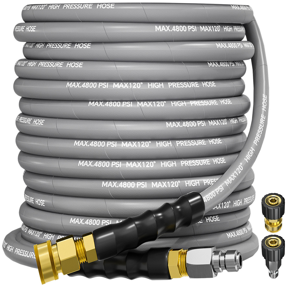 50FT 3/8" 4800PSI Pressure Washer Hose with Swivel Quick Connect Max 248°F gallery