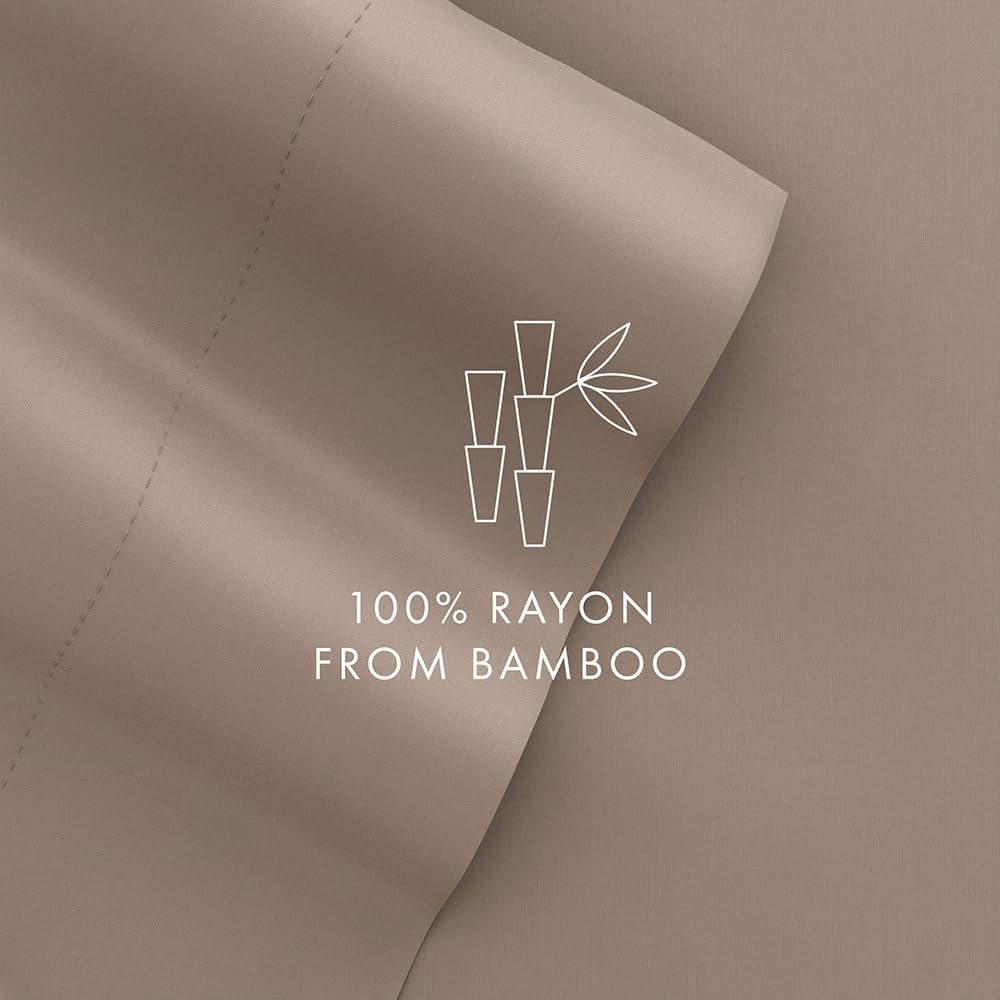 King Bed Sheet Set, 100% Rayon from Bamboo, Luxuriously Soft, Cooling, Taupe NEW gallery
