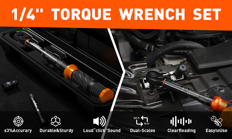 1/4" Torque Wrench Snap Socket Professional Drive Click Ratcheting Reversible gallery