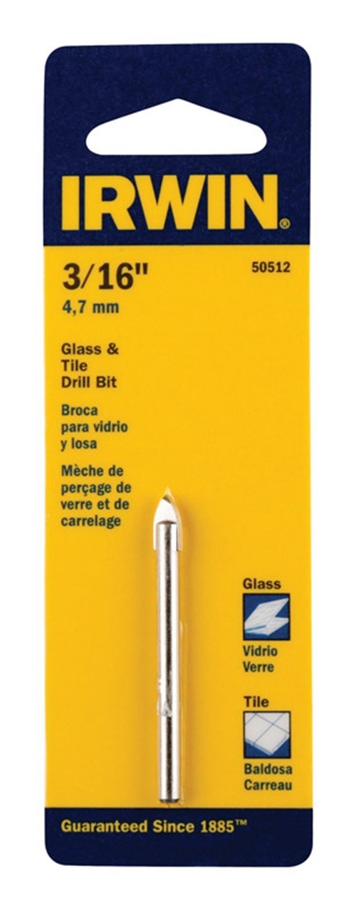 Irwin 50512 Carbide Tipped Masonry Drill Bit 3/16 x 4 L in. for Glass and Tiles gallery