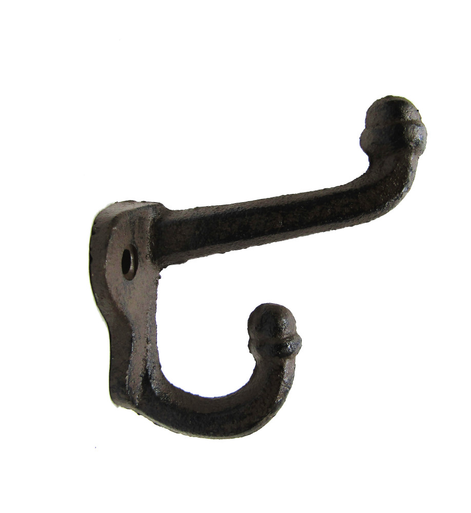 Lot 6 Antique-Style Acorn Rustic School Double Coat Hooks Cast Iron Wall gallery