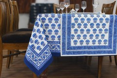 Dining Tablecloth Block Printed Table Cover Rectangle Tablecloth Gift for Dad