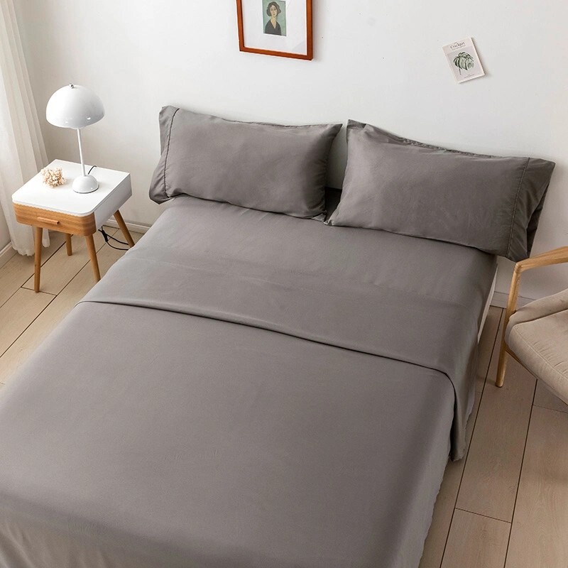 600 TC Sateen Cotton Sheet Set with Wrinkle Resistance Full Size Solid Gray gallery