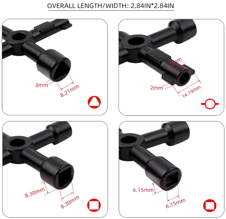 2 Pack 4-Way Sillcock Key Wrench Multifunctional Water Utility Key for Water New gallery