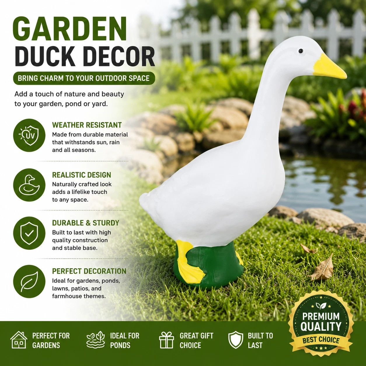 Dress Up Goose Large White Garden Statue Indoor Outdoor Yard Porch Decor gallery