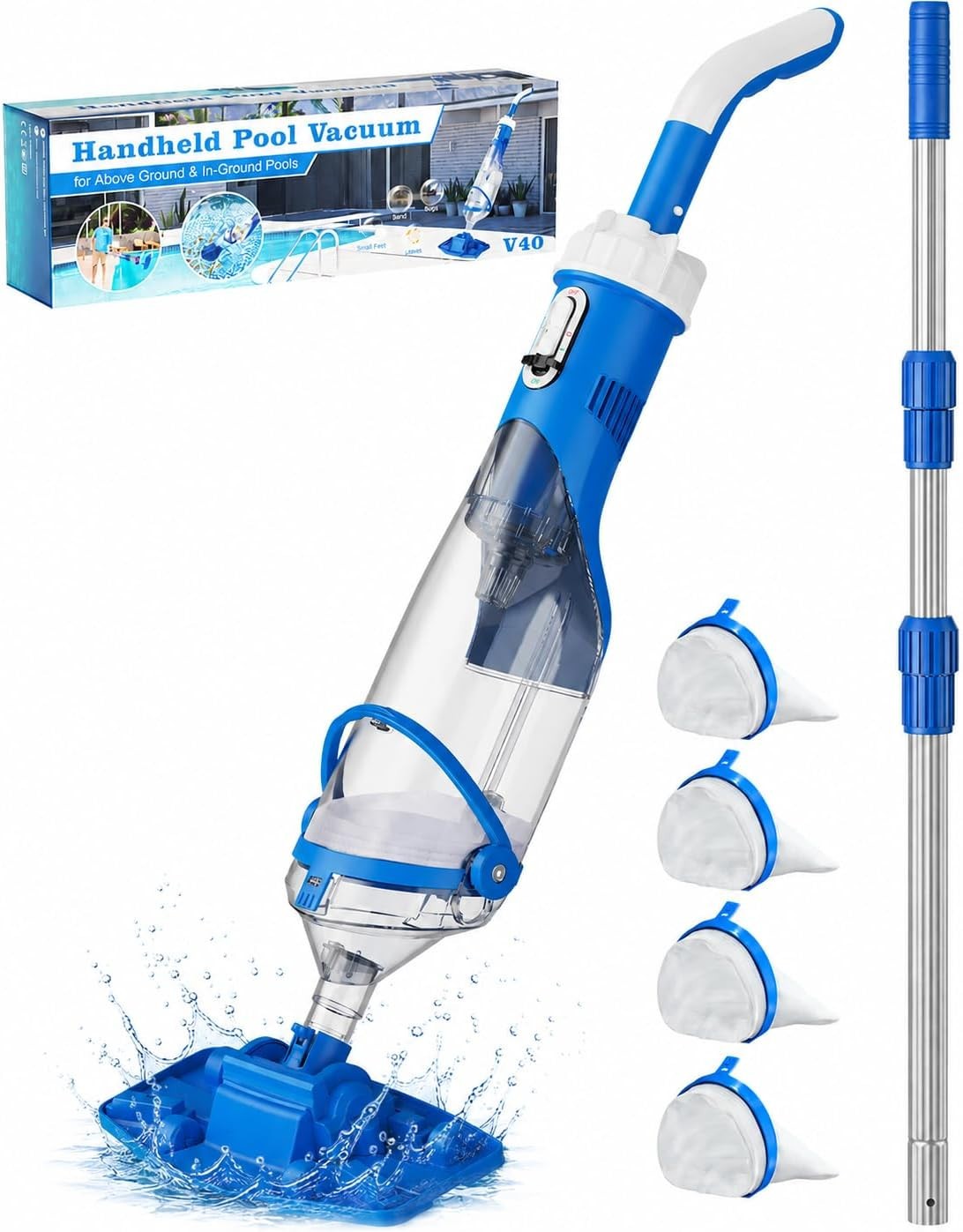 Cordless Pool Vacuum with Telescopic Pole,18.5GPM Powerful Suction,1.5H Supercha gallery