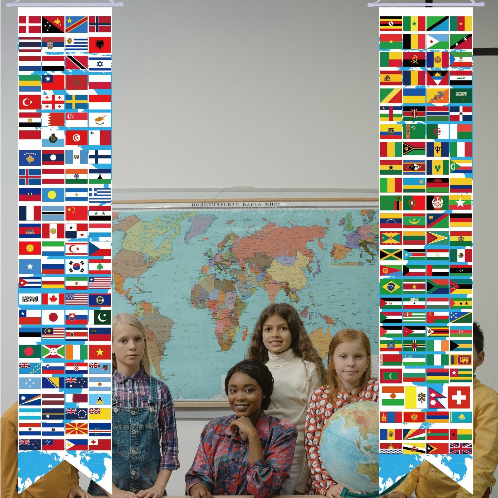 61 In Over 200 International Flag Banner World 61 x 11.8 inches, Vivid gallery