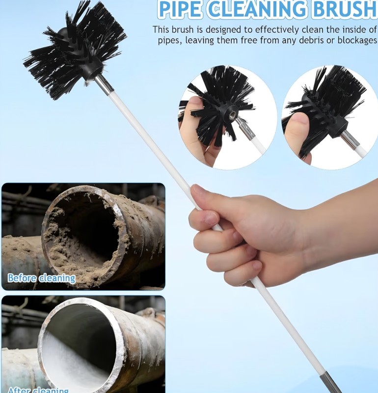 Dryer Vent Cleaner Kit 24Feet Flexible w/ (2) 4" Brush Heads w Drill Attachment gallery