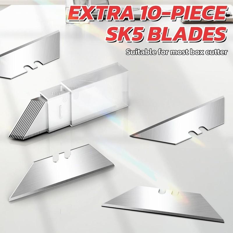 4 Pack Folding Utility Knife Set Box Cutter w 10 SK5 Blades Pocket Clip gallery