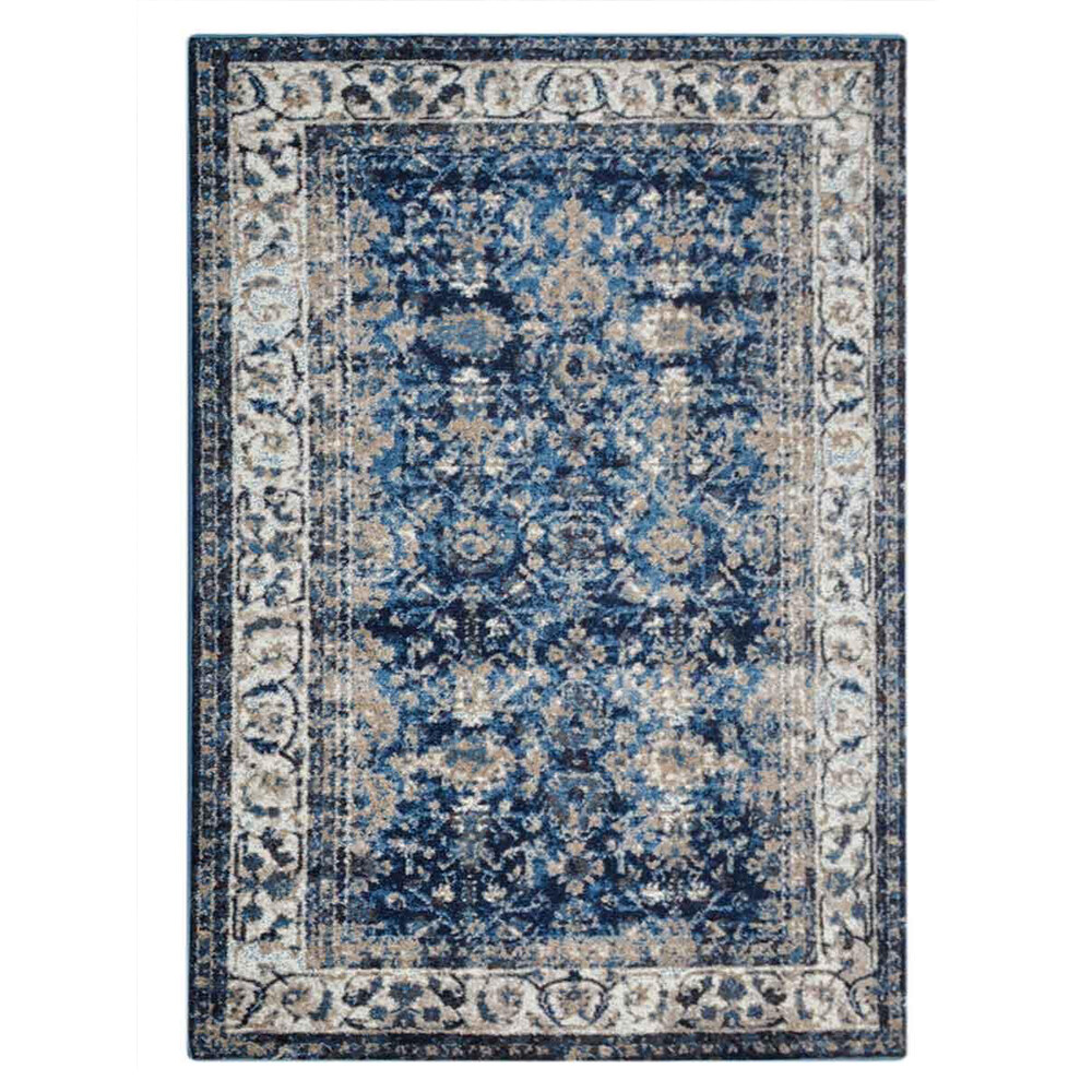 Machine Woven Heat Set Polypropylene Area Rug Oriental Ivory Blue BBH Homes BB00 gallery