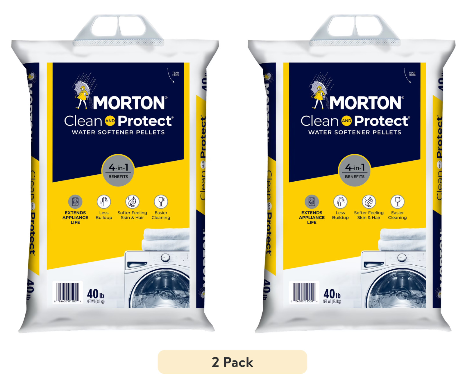 Morton Salt Clean and Protect Water Softener Salt Pellets, 40 lb. Bag (2 PACK ) gallery
