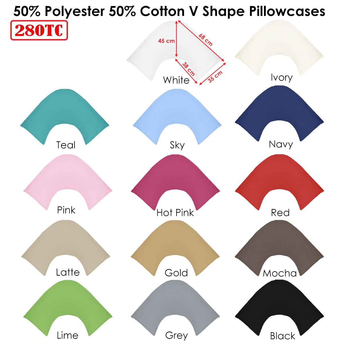 280TC Polyester Cotton V Shape Pillowcase gallery
