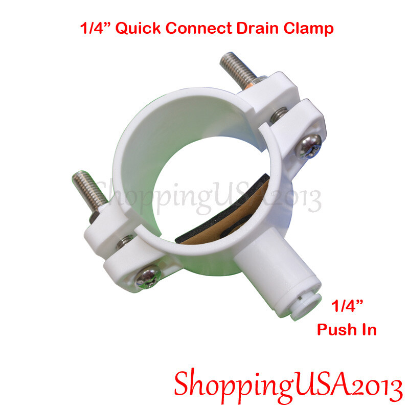 2 Drain Clamp 1/4" Quick Connect Push In Water Filter RO Reverse Osmosis System gallery
